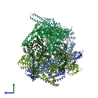 PDB entry 6d00 coloured by chain, side view.