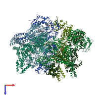 PDB entry 6d00 coloured by chain, top view.