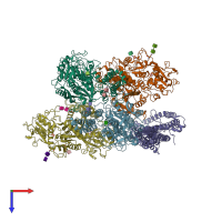 PDB entry 6d03 coloured by chain, top view.