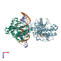 PDB entry 6d06 coloured by chain, top view.