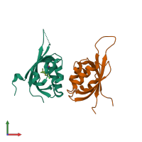 PDB entry 6d0b coloured by chain, front view.