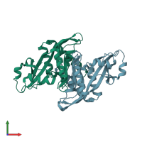 PDB entry 6d0l coloured by chain, front view.