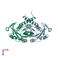 PDB entry 6d0l coloured by chain, top view.