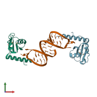 PDB entry 6d12 coloured by chain, front view.