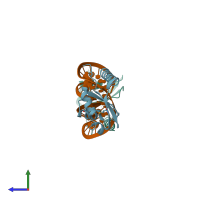 PDB entry 6d12 coloured by chain, side view.