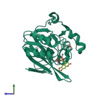 PDB entry 6d1c coloured by chain, side view.