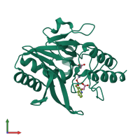 Monomeric assembly 1 of PDB entry 6d1h coloured by chemically distinct molecules, front view.