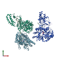 PDB entry 6d1u coloured by chain, front view.