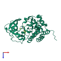 PDB entry 6d1y coloured by chain, top view.