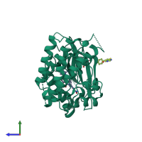 PDB entry 6d1z coloured by chain, side view.