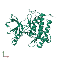 PDB entry 6d22 coloured by chain, front view.