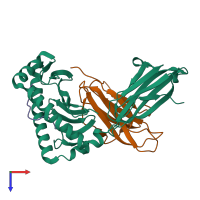 PDB entry 6d29 coloured by chain, top view.