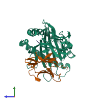 PDB entry 6d2r coloured by chain, side view.