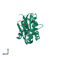 PDB entry 6d30 coloured by chain, side view.
