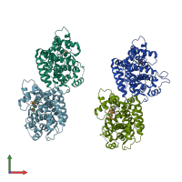 PDB entry 6d36 coloured by chain, front view.