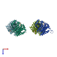 PDB entry 6d36 coloured by chain, top view.
