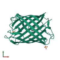 PDB entry 6d39 coloured by chain, front view.