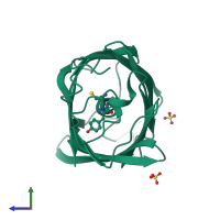 PDB entry 6d39 coloured by chain, side view.