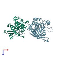 PDB entry 6d3f coloured by chain, top view.