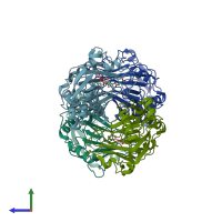 PDB entry 6d3i coloured by chain, side view.