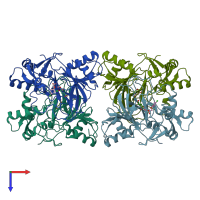 PDB entry 6d3i coloured by chain, top view.