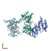 PDB entry 6d3k coloured by chain, front view.
