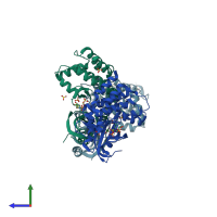 PDB entry 6d3k coloured by chain, side view.