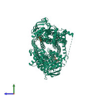 PDB entry 6d3r coloured by chain, side view.