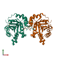 PDB entry 6d43 coloured by chain, front view.