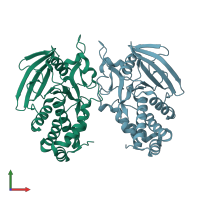 PDB entry 6d4d coloured by chain, front view.
