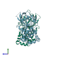 PDB entry 6d4d coloured by chain, side view.