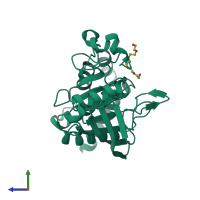 PDB entry 6d4f coloured by chain, side view.