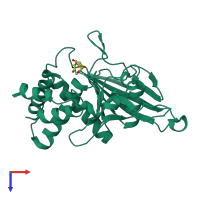 PDB entry 6d4f coloured by chain, top view.