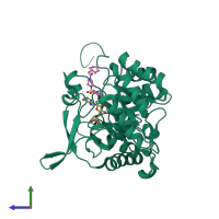 PDB entry 6d4v coloured by chain, side view.