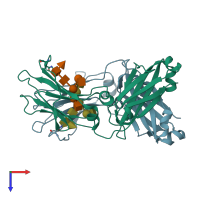 PDB entry 6d58 coloured by chain, top view.