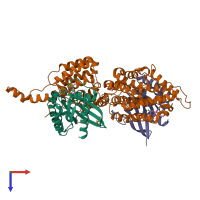 PDB entry 6d59 coloured by chain, top view.