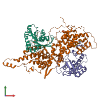 PDB entry 6d5g coloured by chain, front view.