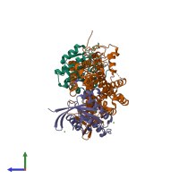 PDB entry 6d5g coloured by chain, side view.