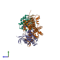 PDB entry 6d5h coloured by chain, side view.