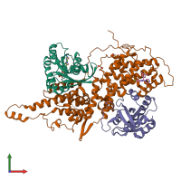 PDB entry 6d5j coloured by chain, front view.