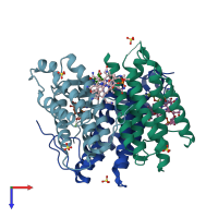 PDB entry 6d5k coloured by chain, top view.