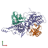 PDB entry 6d5m coloured by chain, front view.