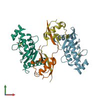 PDB entry 6d68 coloured by chain, front view.