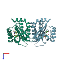 PDB entry 6d6d coloured by chain, top view.