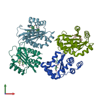 PDB entry 6d6l coloured by chain, front view.