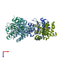 PDB entry 6d6l coloured by chain, top view.