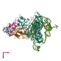 PDB entry 6d6v coloured by chain, top view.