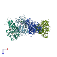 PDB entry 6d6w coloured by chain, top view.