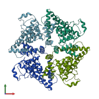 PDB entry 6d7l coloured by chain, front view.