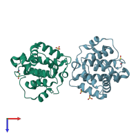 PDB entry 6d81 coloured by chain, top view.
